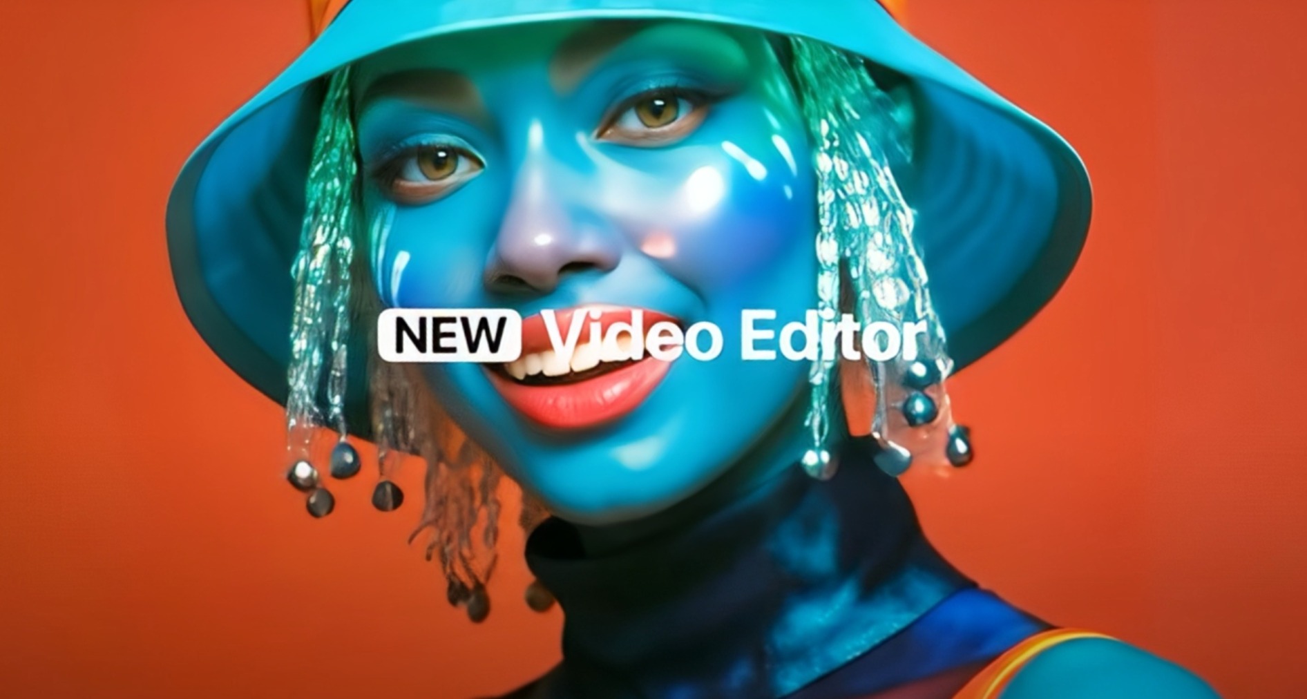 Mujer joven de piel azul generada con inteligencia artificial
