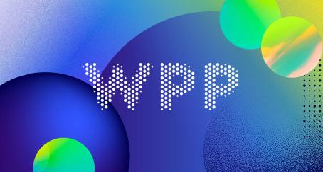 Logotipo de WPP sobre fondo azul