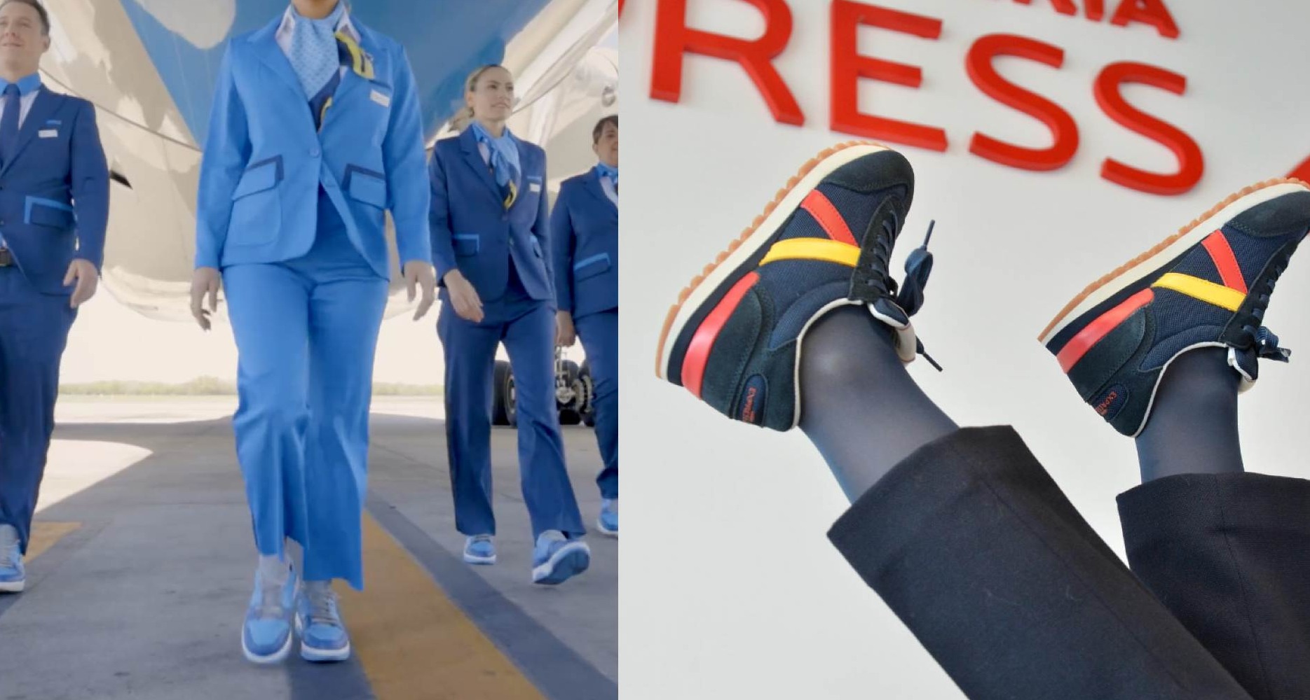 Zapatillas en los uniformes de Iberia Express y Aerolíneas Argentinas