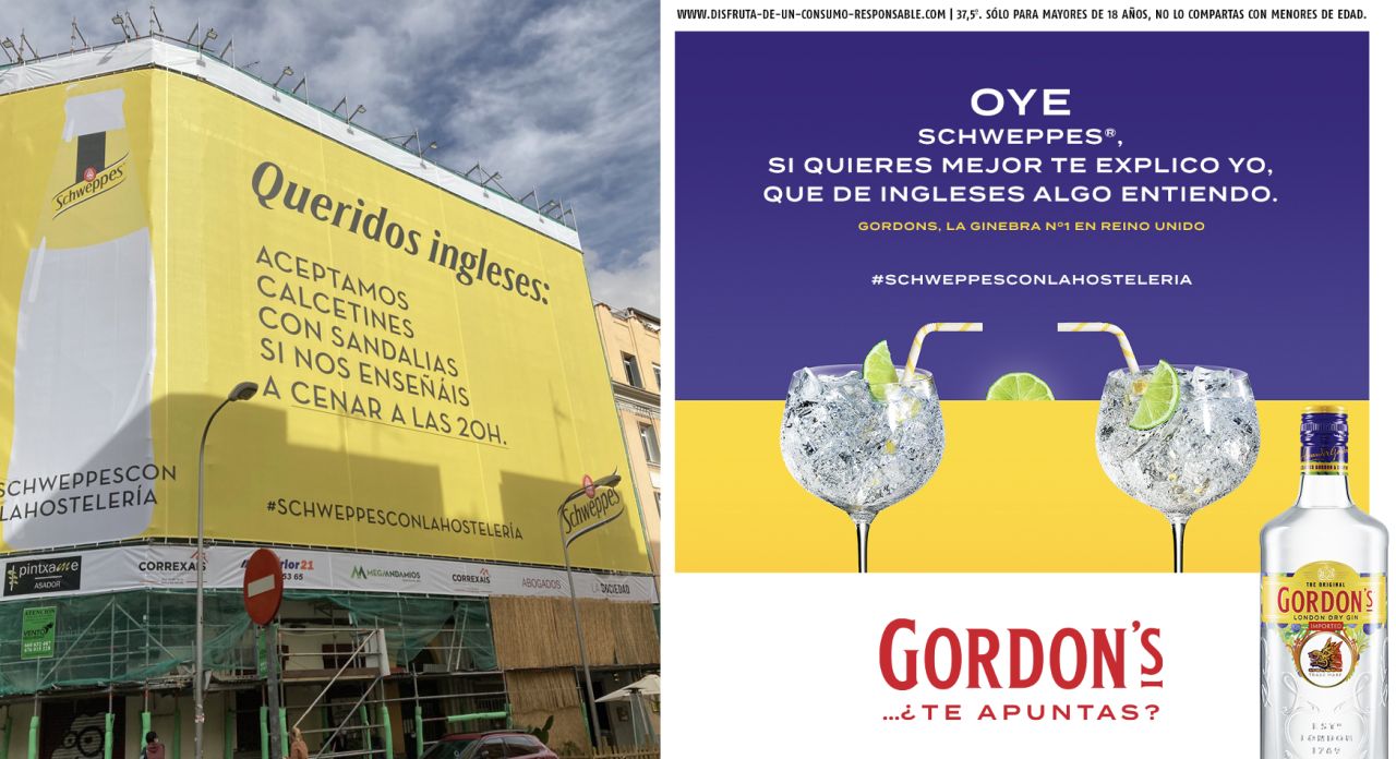 Mensaje de Gordon's en apoyo a la campaña de Schweppes