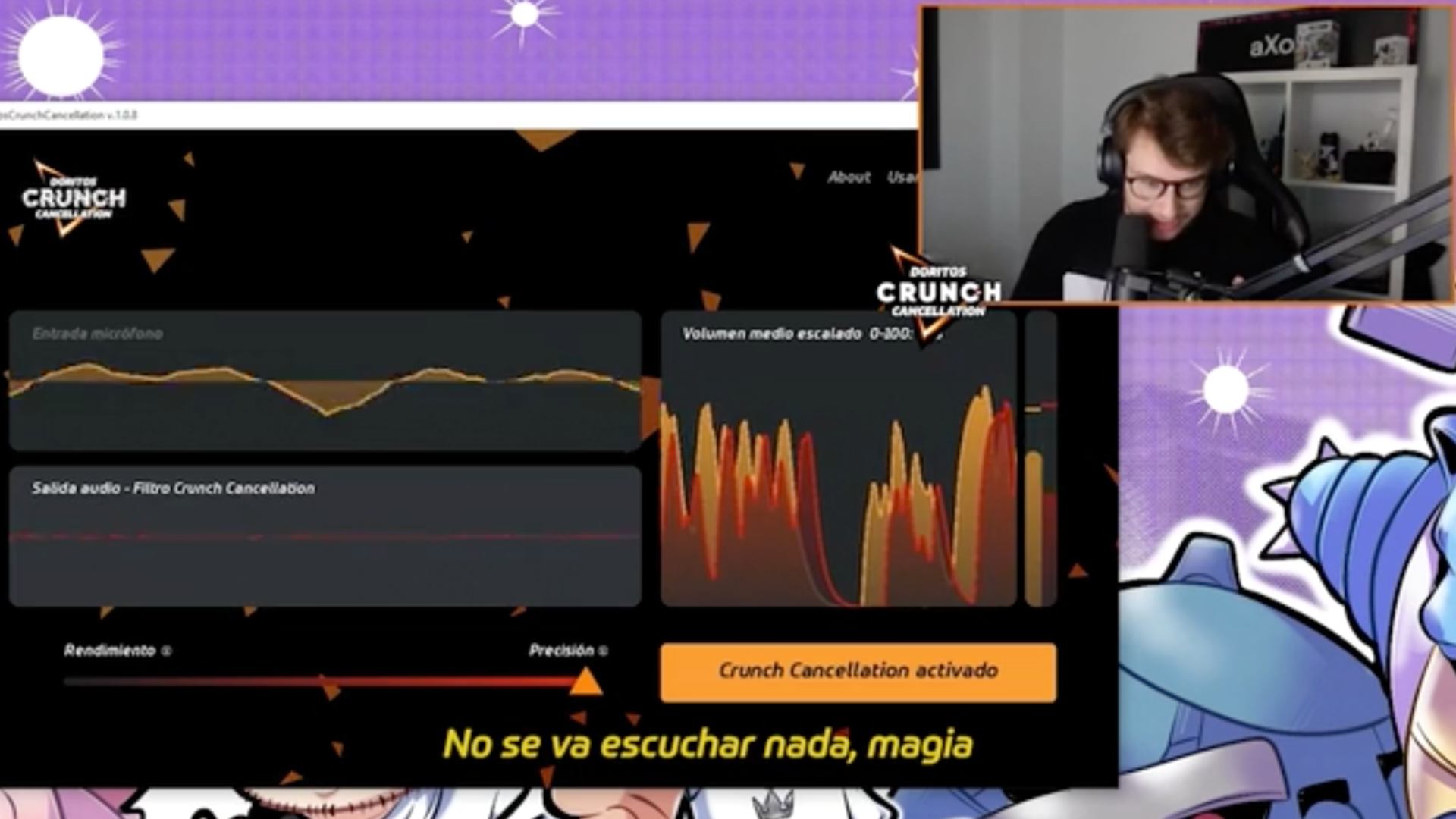 Imagen de uno de los streamers probando el producto