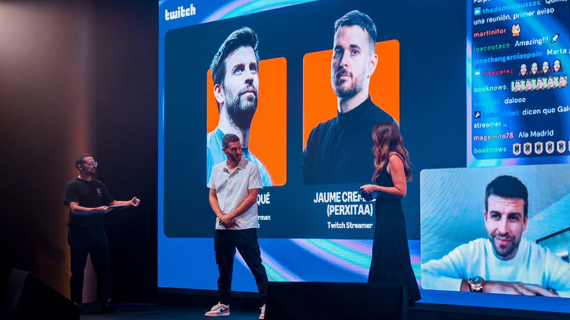 El streamer Perxitaa y Gerard Piqué en el Amazon Upfront de Madrid