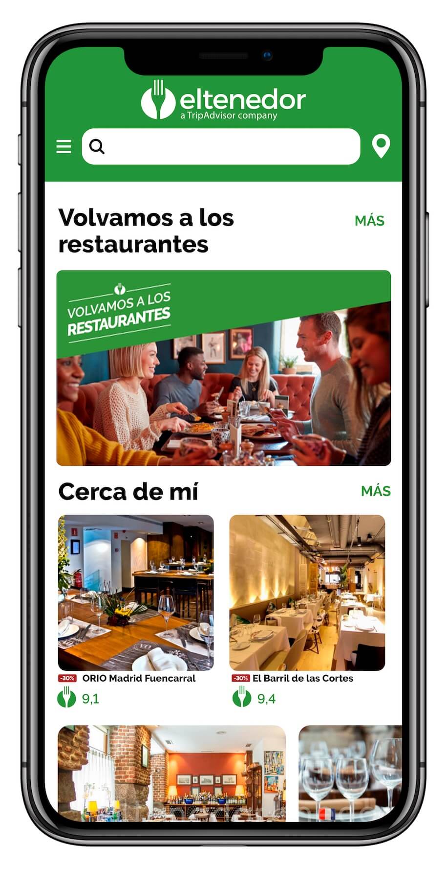 Imagen de la aplicación de ElTenedor con la campaña volvamos a los restaurantes