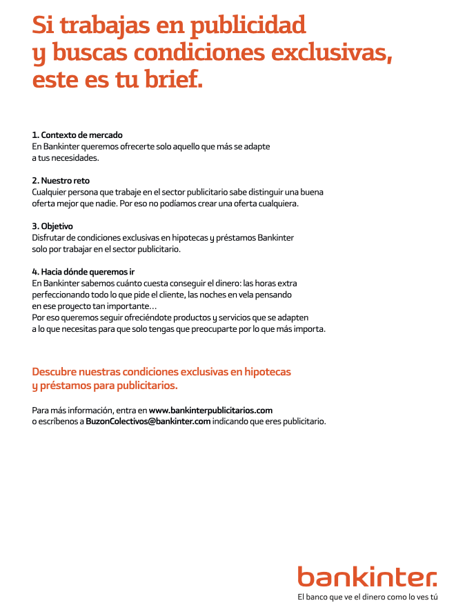 Bankinter - Brief para publicitarios