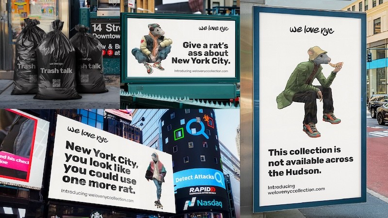 Diferentes originales de la campaña de exterior con la rata RONY.
