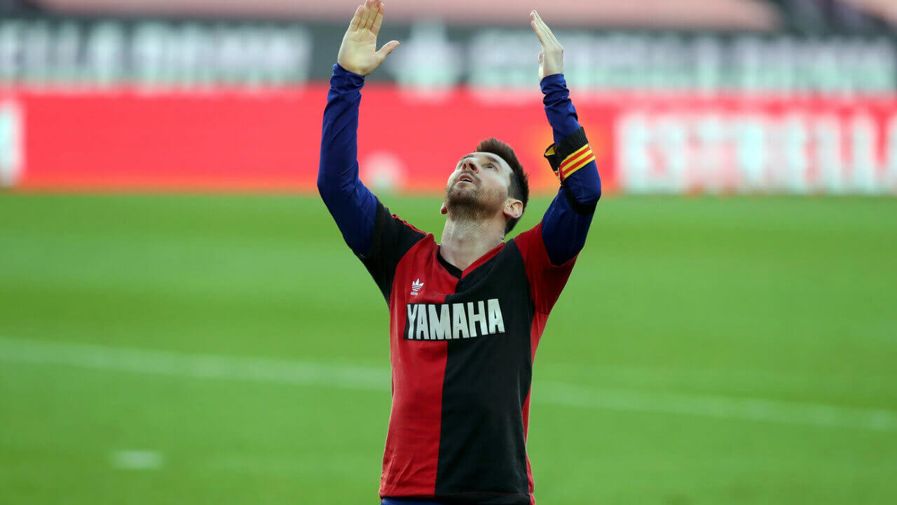 La celebración del gol de Messi frente al Osasuna