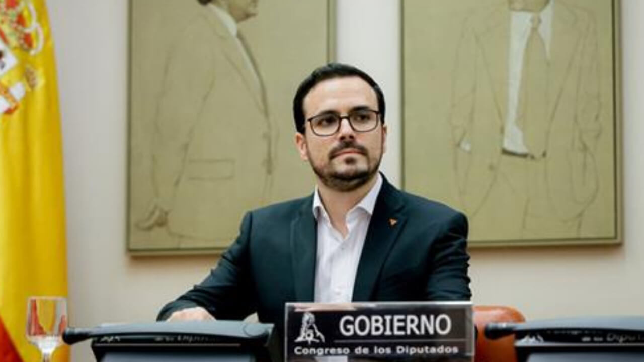El Ministro Alberto Garzón en una comparecencia. Foto oficial de la Moncloa. 