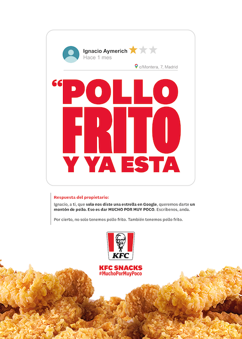 Cartel  del a campaña nueva de KFC que pone 