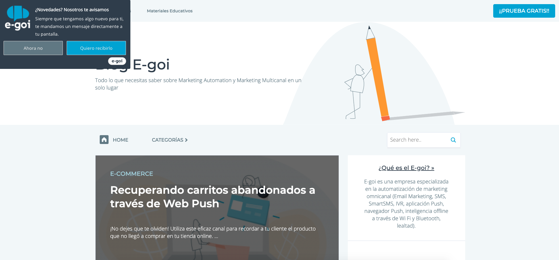 Ejemplo de opt-in en la web de E-goi