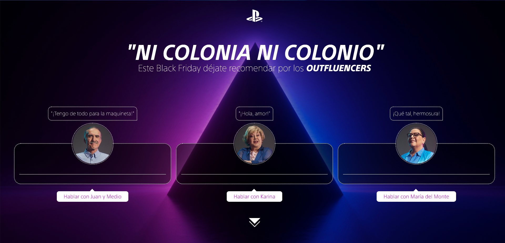 Imagen de la web de la campaña con los tres protagonistas.