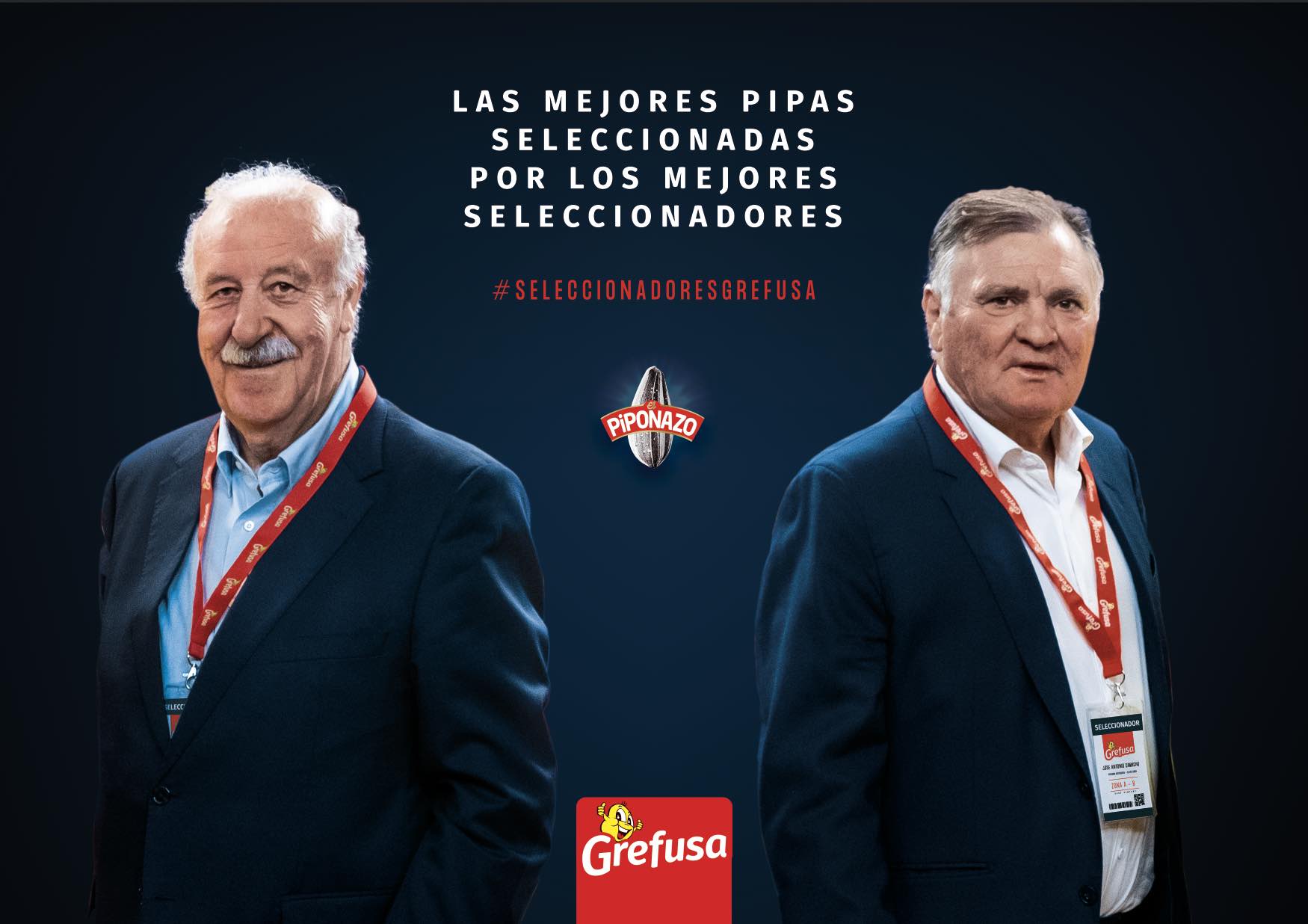 Cartel de la campaña, con Del Bosque y Camacho