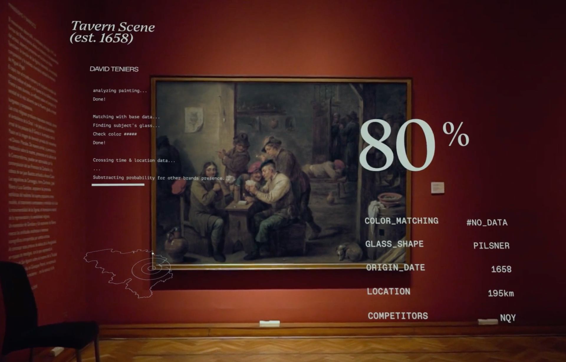 Uno de los cuadros en el museo con los datos que mostraba la app