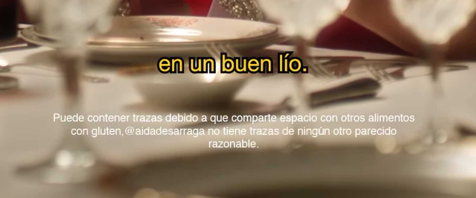 Advertencia en letra pequeña de la hamburguesa sin gluten de Vicio