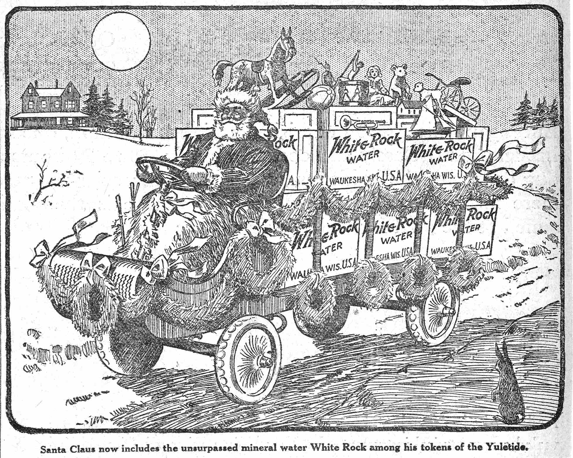 Santa Claus conduce un camión en lugar del tradicional trineo